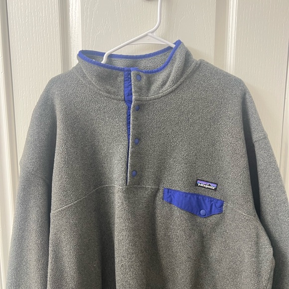 Patagonia Synchilla Snap-T Pullover Men's XL Grey Blue Trim - Picture 2 of 6